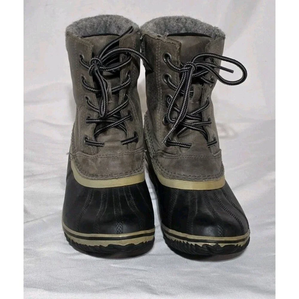 Sorel Slimpack II Lace Boots Waterproof Duck Snow Grey Womens Size 7.5 EUC